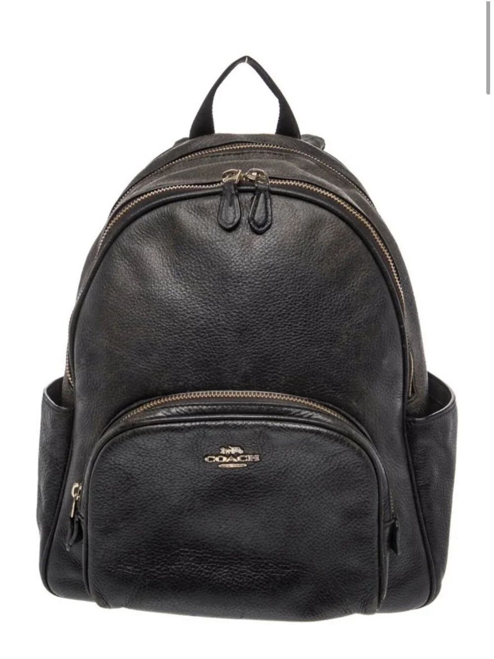 Coach Authentic solid black Pebbled leather backpack